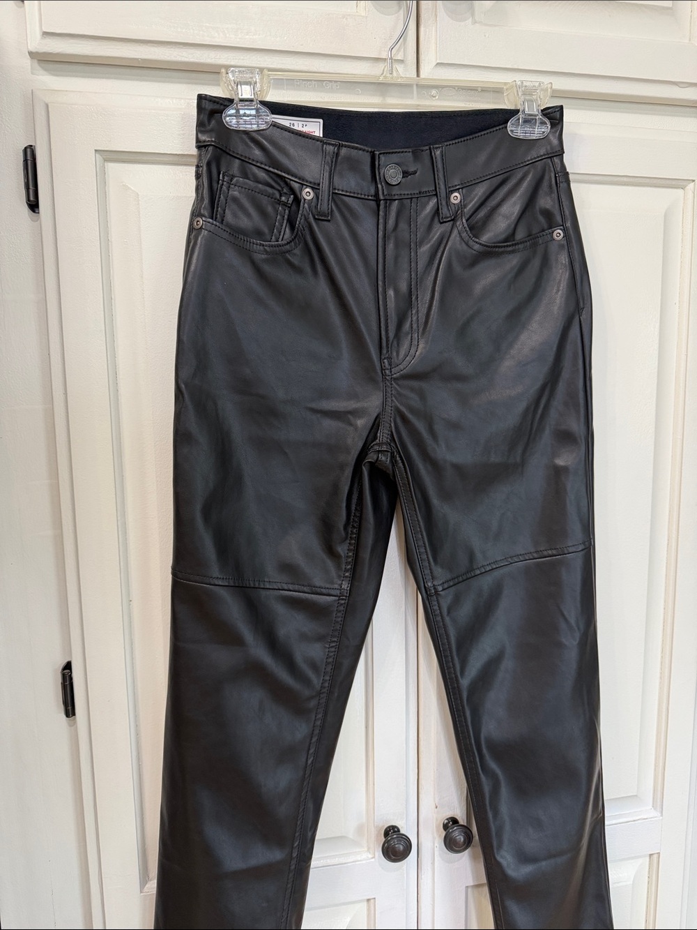 GAP Black Faux Leather Straight-Leg Pants